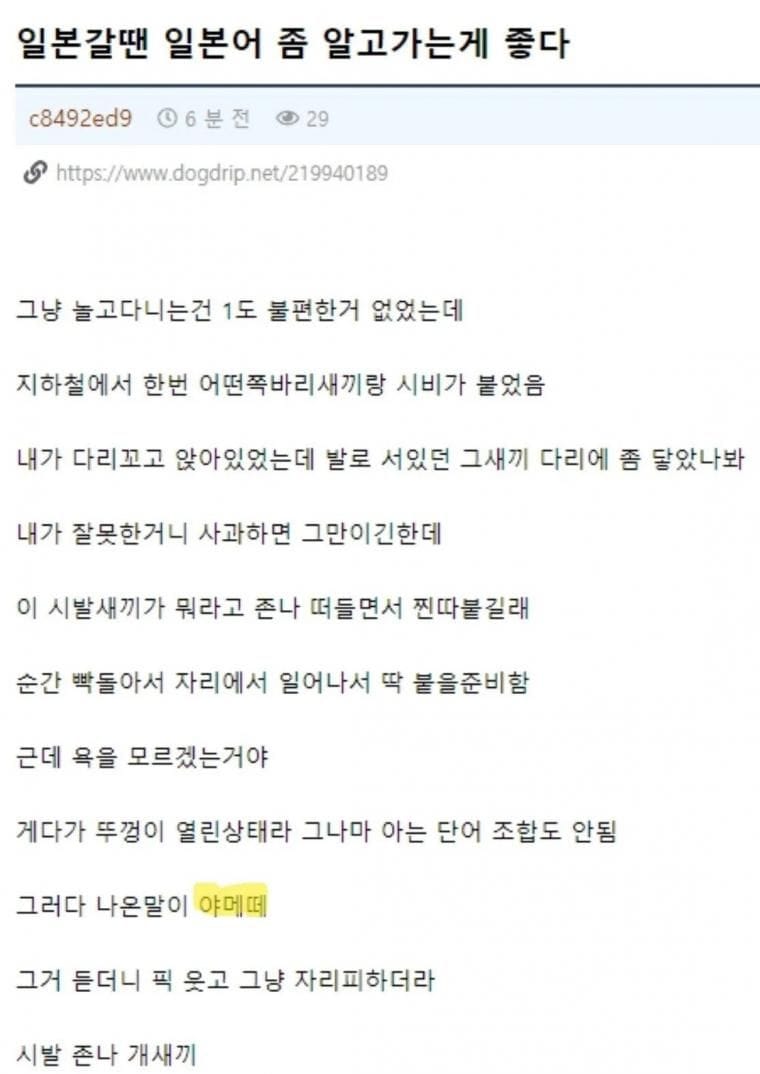 일본인이랑 싸움날뻔한 썰