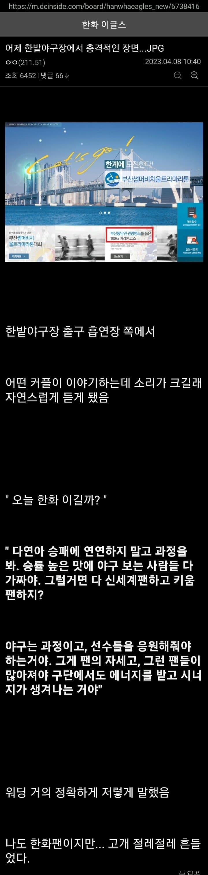 야구의 본질을 알려주는 한화팬