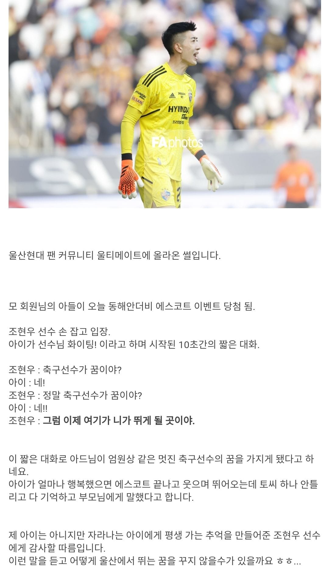 조현우 팬 서비스