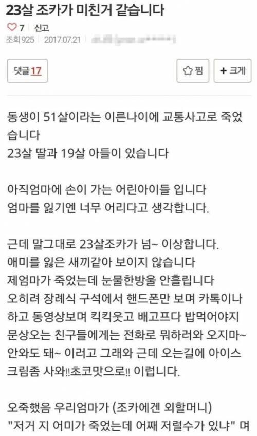 23살 조카가 미친 거 같습니다