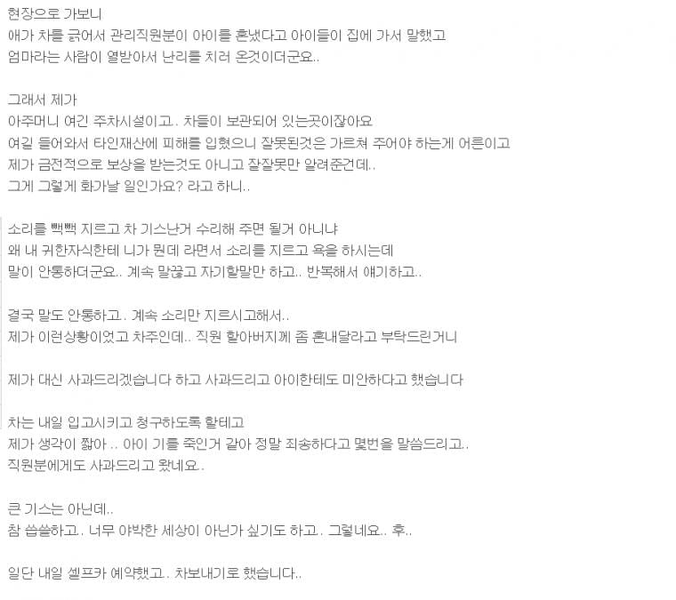 애가 차를 긁었다는데....