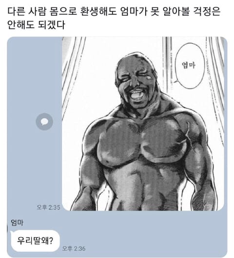 다른 사람 몸으로 환생해도 엄마가 걱정은 안해도 됨