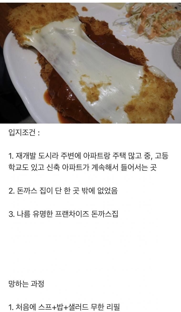 동네에 단 하나뿐인 돈까스 가게집 망한 과정