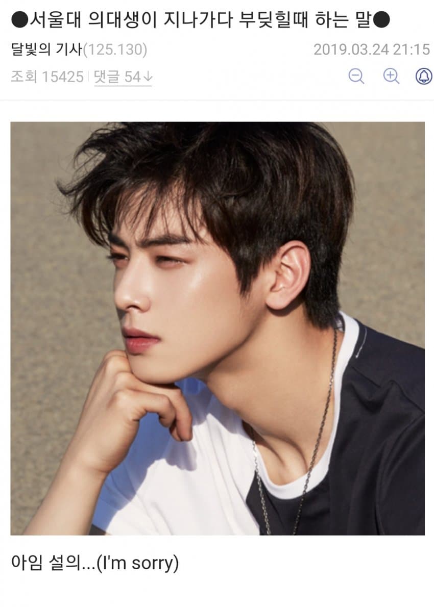 서울대 의대생이 길가다 부딪히면 하는말