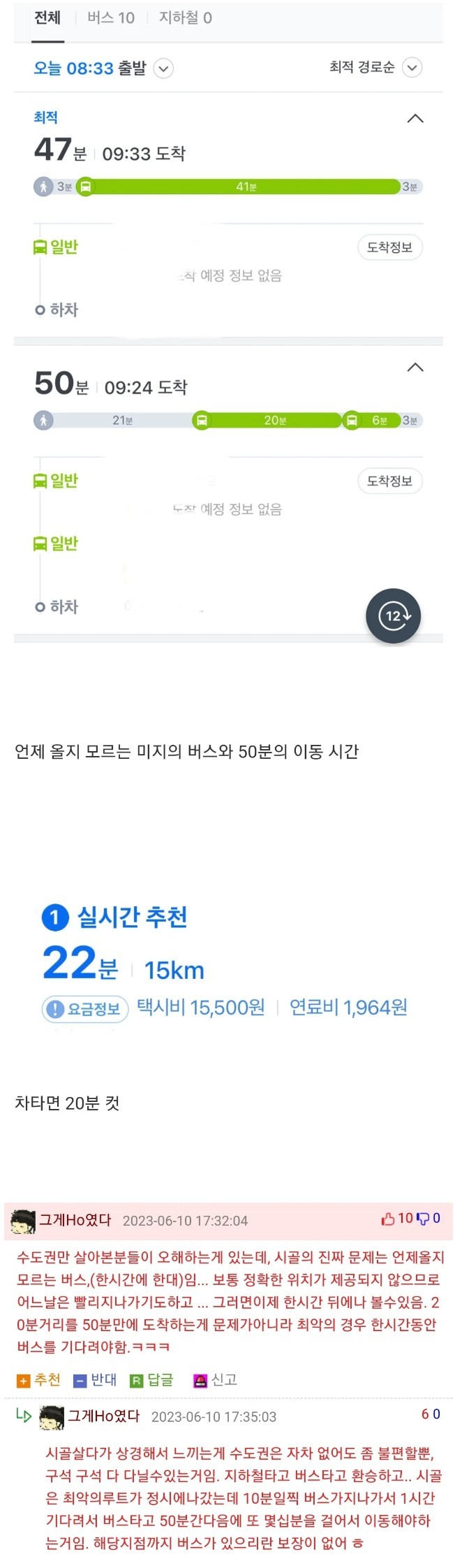 지방 사람들이 차를 사는 이유