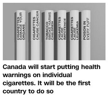 캐나다에서 담배에 최초로 시행할 정책