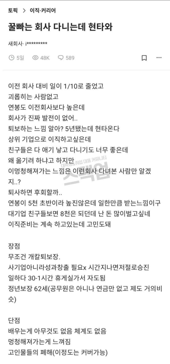 꿀빠는 회사 다니는데 현타옴