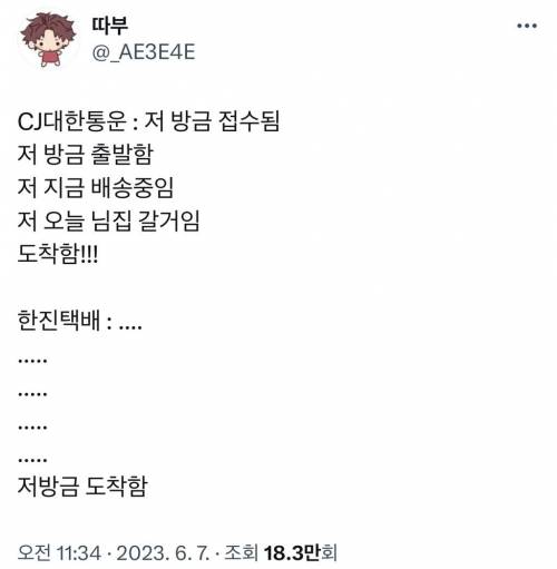 한국 택배사들 배송 특징 모음ㅋㅋㅋ.twt