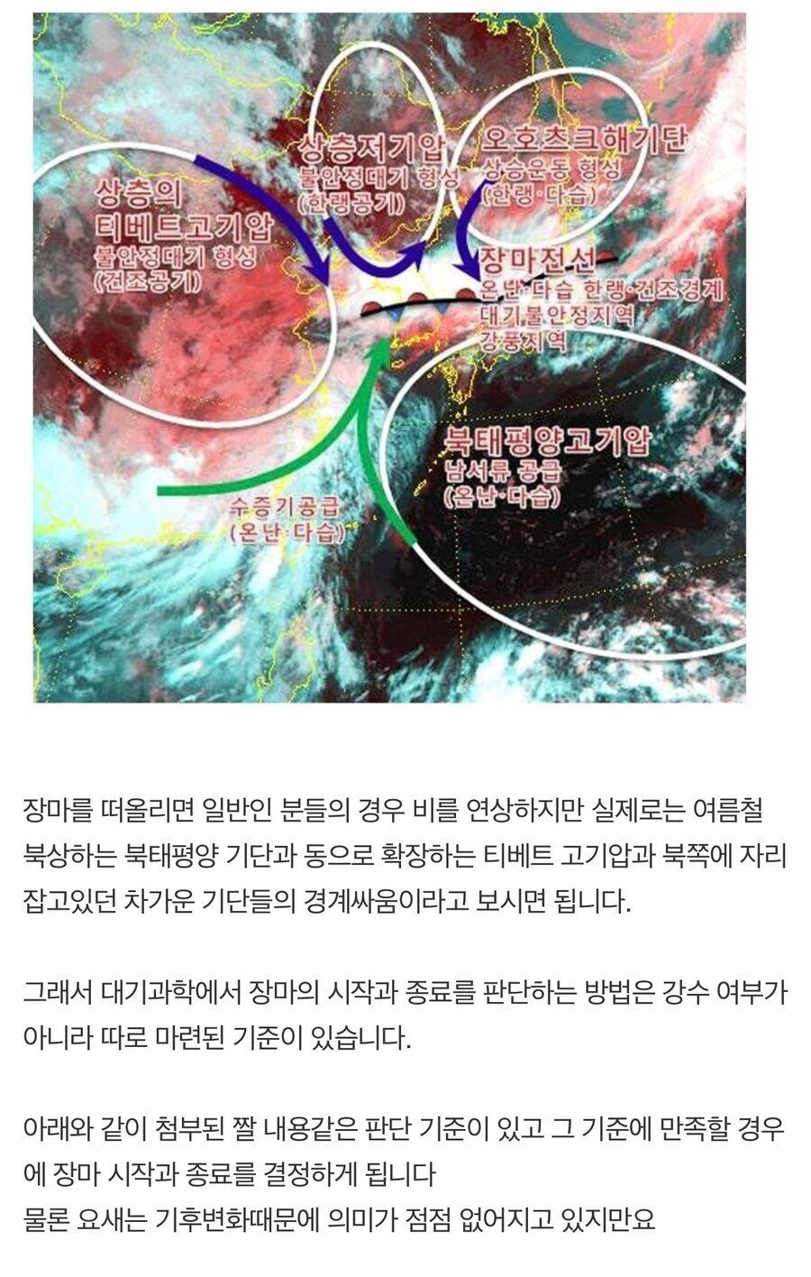 간단하게 장마 시작과 끝을 판단하는 방법