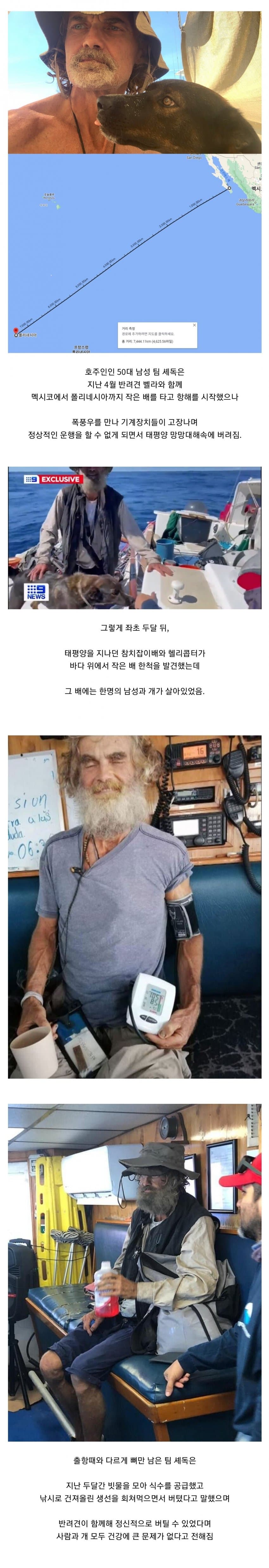 태평양 한가운데서 두달동안 살아남은 남자