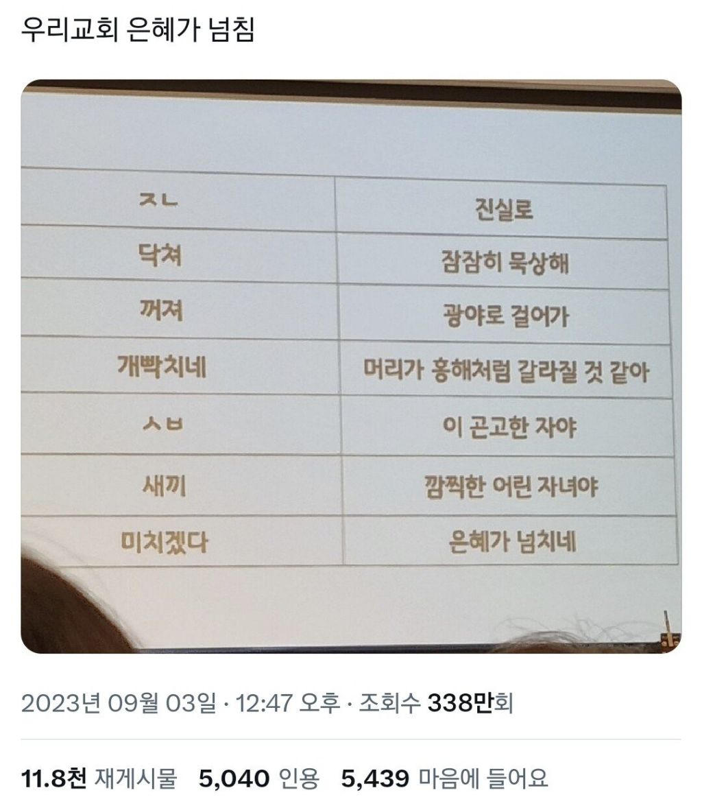 교회에서 욕대신 쓰라고 가르쳐준 말
