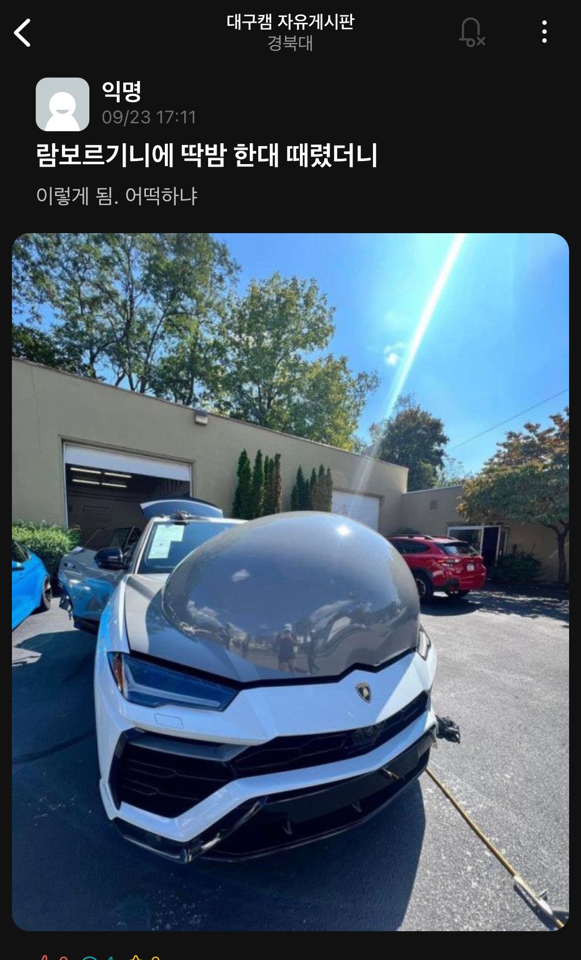 람보르기니에 딱밤 한 대 때렸더니...jpg