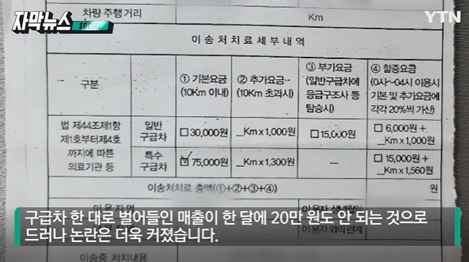 안타본 사람은 모르는 엠뷸런스 비용