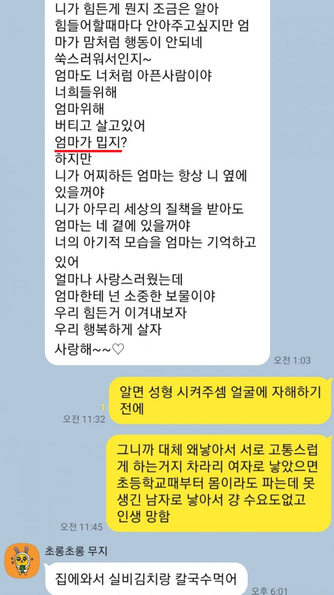 요즘 엄마 마음에 대못 박는게 취미다.