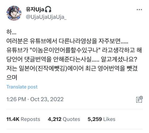 유투브 댓글번역 기능이 갑자기 없어지는 이유