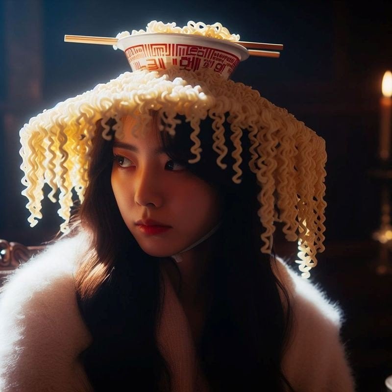 AI야 라면먹고 갈래? 하는 여자 그려줘