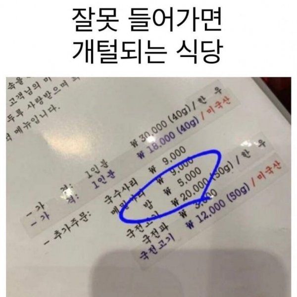 잘못 들어가면 개털되는 식당 ㄷㄷ