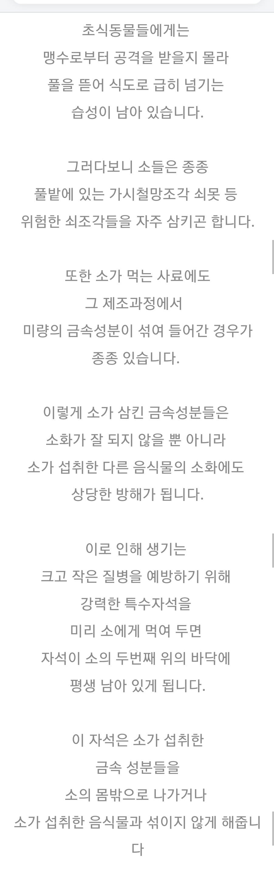소한테 자석 먹이는거 알고있음?