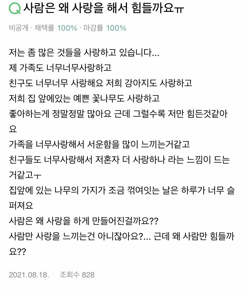 사람은 왜 사랑을 해서 힘들까요ㅠ