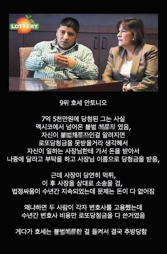 가장 처참하게 몰락해버린 로또 1등 당첨자들 10명