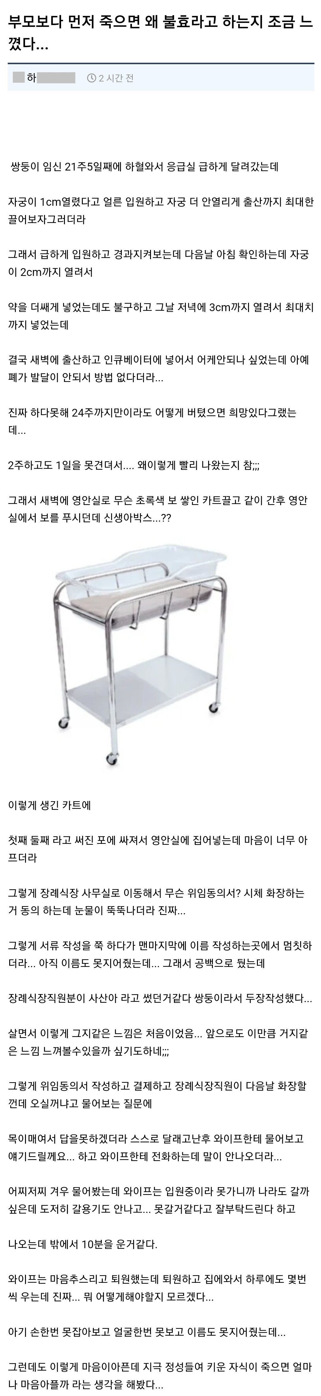 개드립] 부모보다 먼저 죽으면 왜 불효인지 느꼈다.jpg