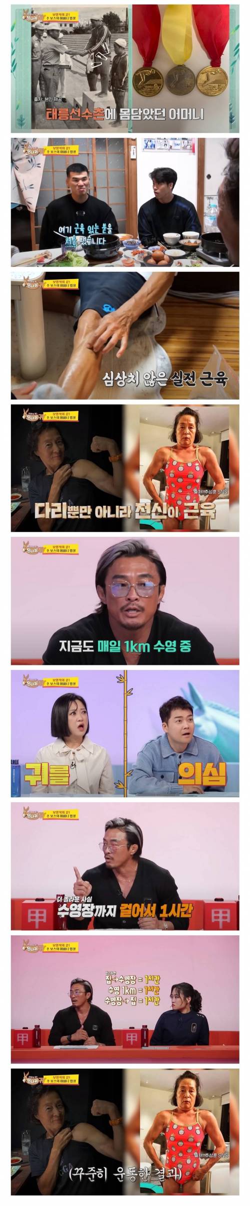 매일 수영을 하시고 온 몸이 근육이라는 추성훈 어머니