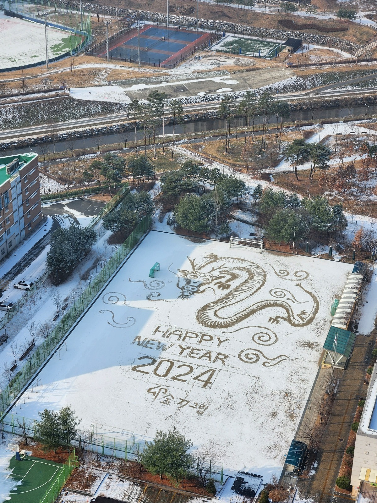 눈 내린 세종시 중학교 운동장 근황