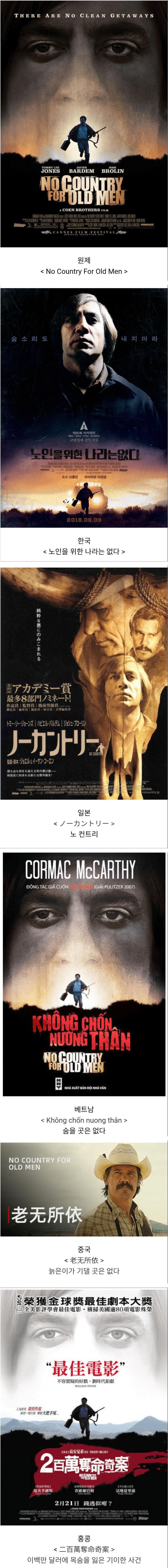 영화 노인을 위한 나라는 없다. 국가별 제목 선정.