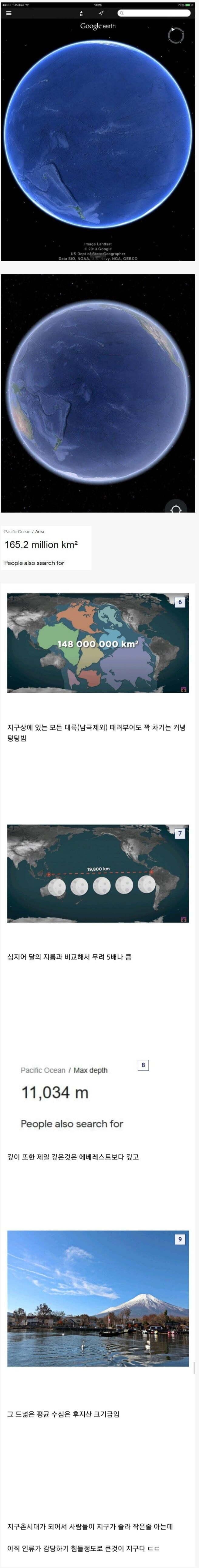 생각 외로 어마어마한 태평양 크기