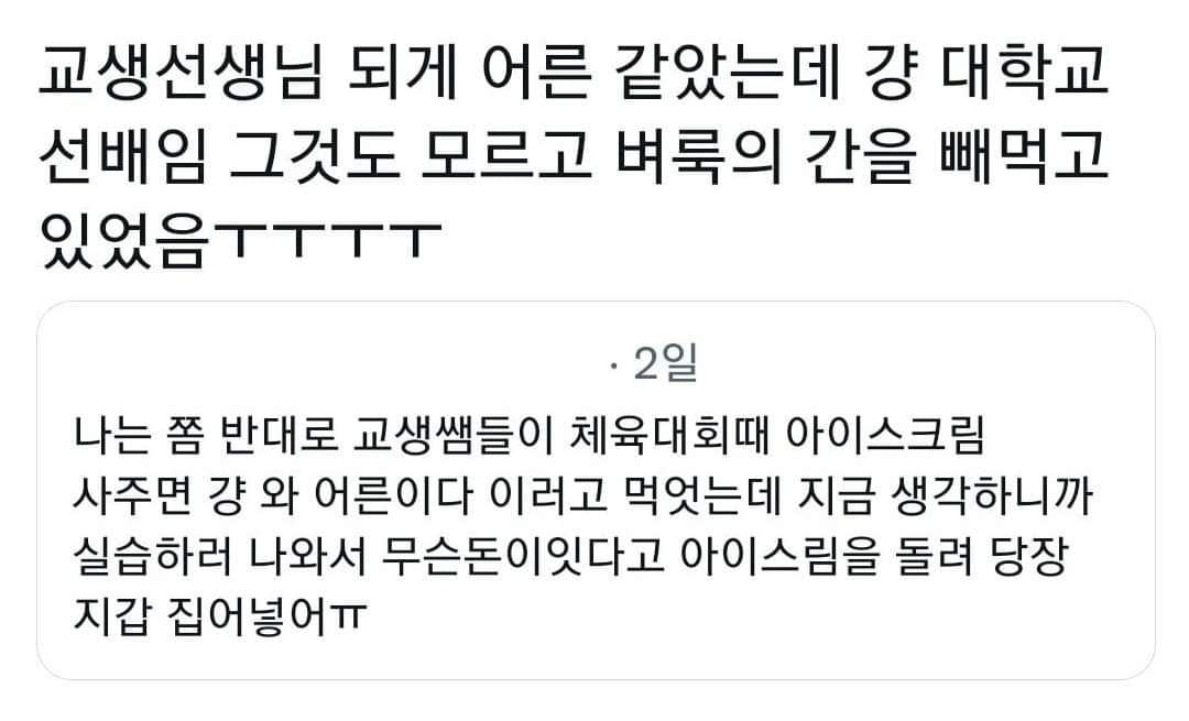 대학생이 되면 바뀌는 교생에 대한 인식