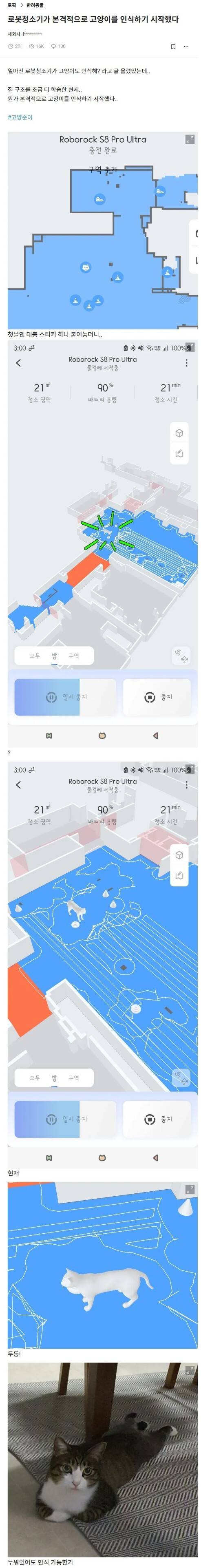 고양이를 인식하기 시작한 로봇청소기
