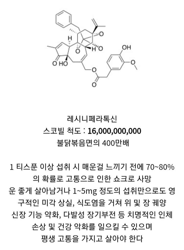 세상에서 제일 매운 물질.