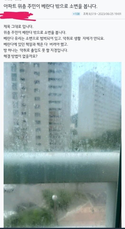 아파트에 역대급 미 나타남