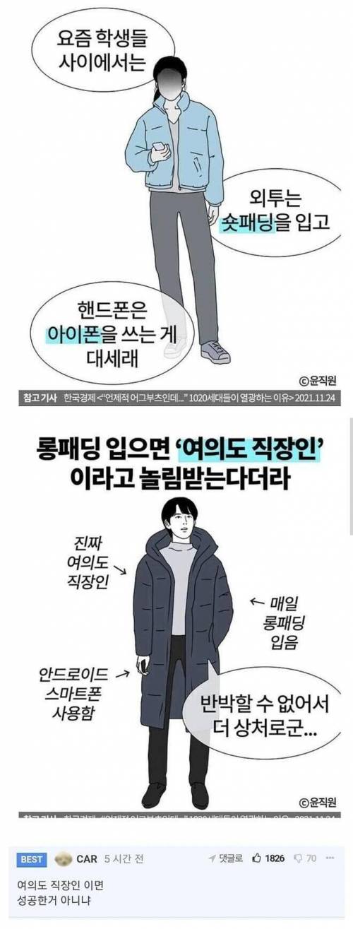 롱패딩 입으면 여의도 직장인