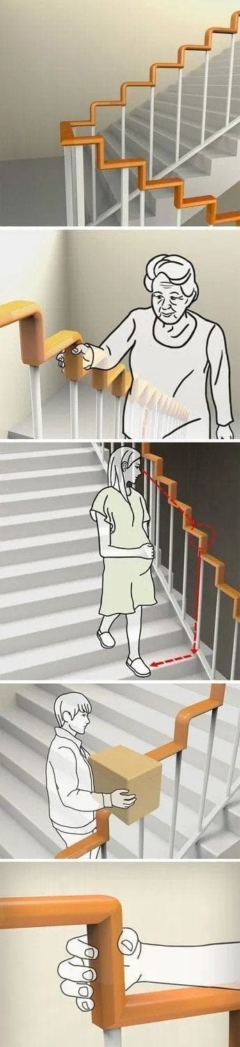 계단 난간을 직각으로 만들 수 없는 이유