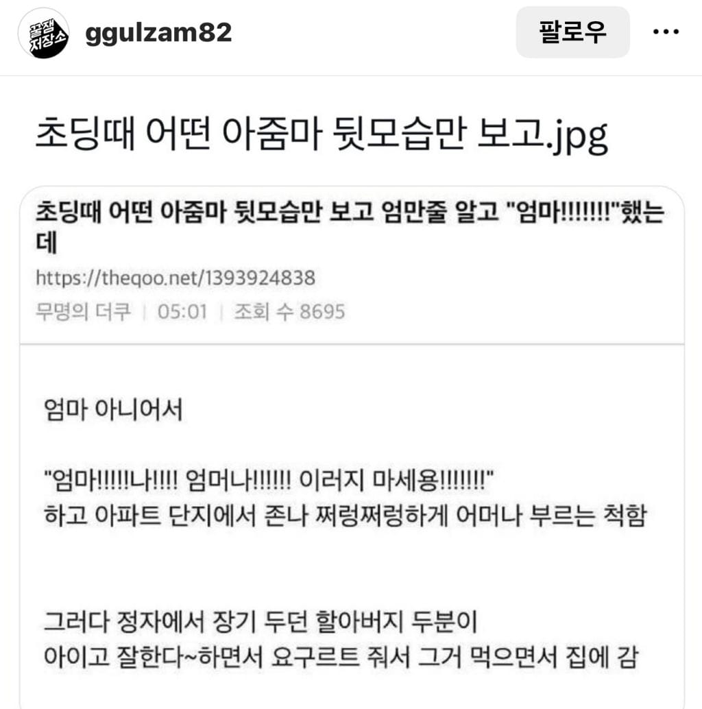 모르는 아줌마 보고 엄마라고 함