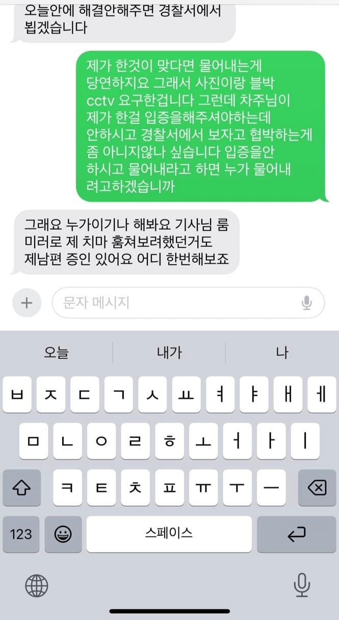 차 범퍼가 긁혔다고 대리기사에게 문자보낸 아줌마