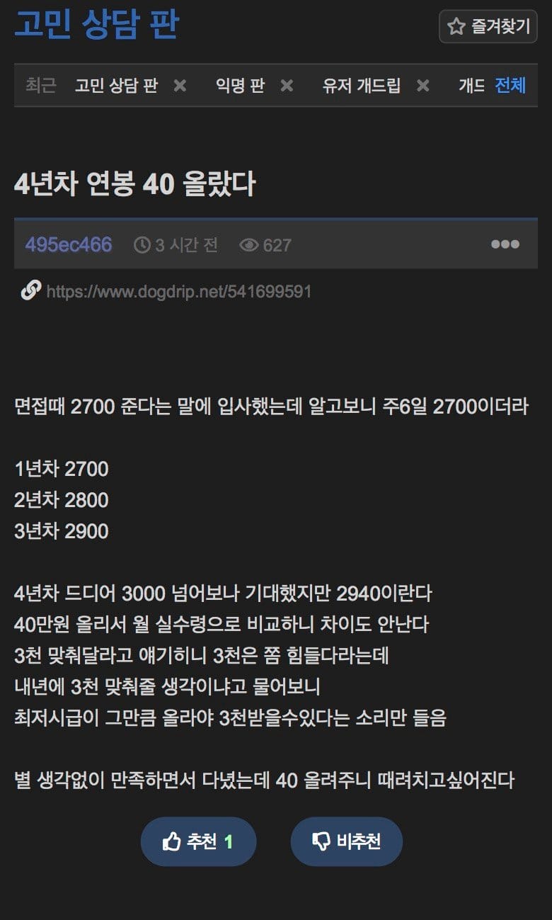 4년차 연봉 40오른 개붕이