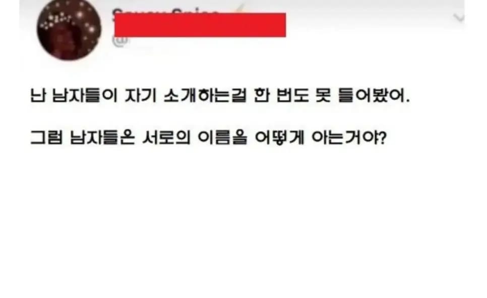 난 남자애들이 자기소개하는거 한번도 못들어봤어