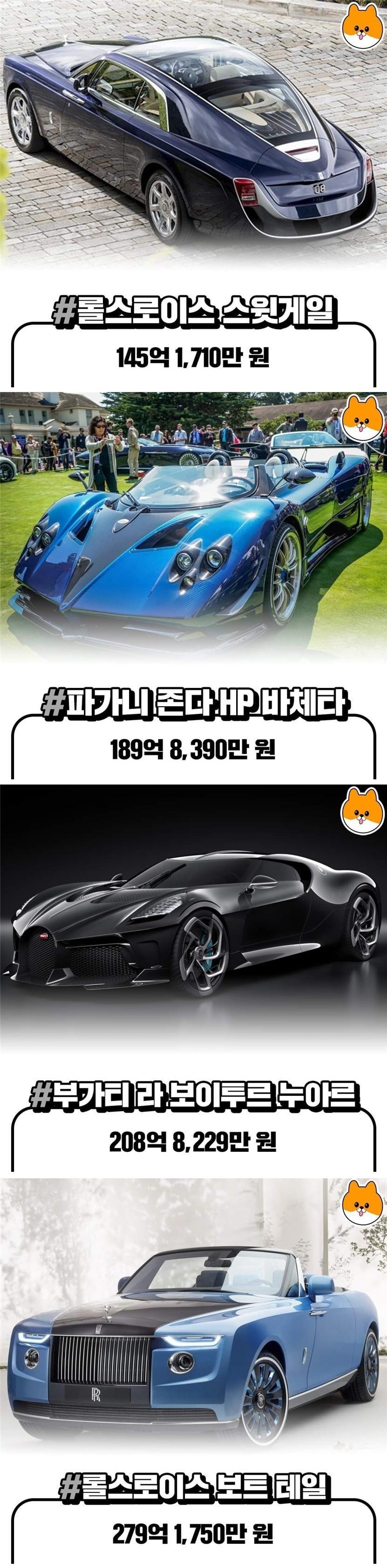 현존하는 가장 비싼차 순위.