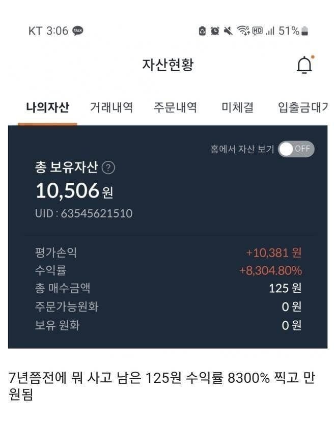 코인 수익율 8300% 인증샷 ㄷㄷ