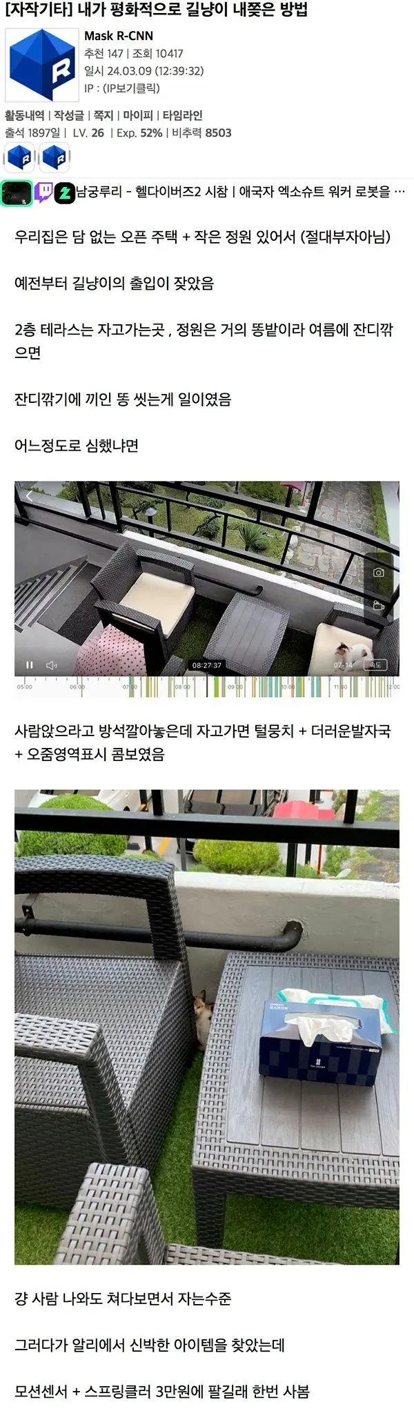 평화적인 방법으로 길냥이 내쫓은 루리웹 유저