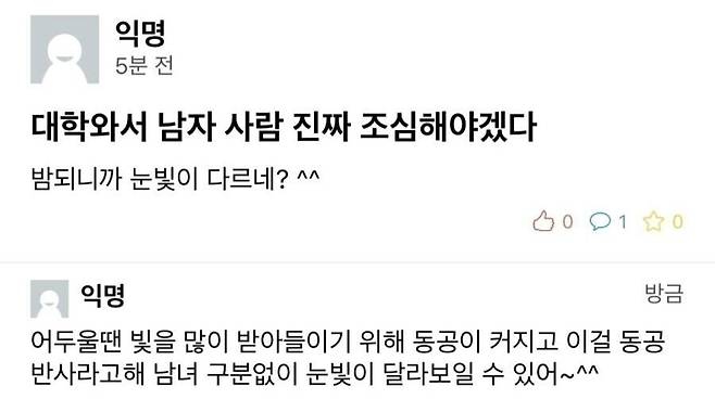 남자는 밤되면 눈빛이 달라지니까 조심하라는 사람