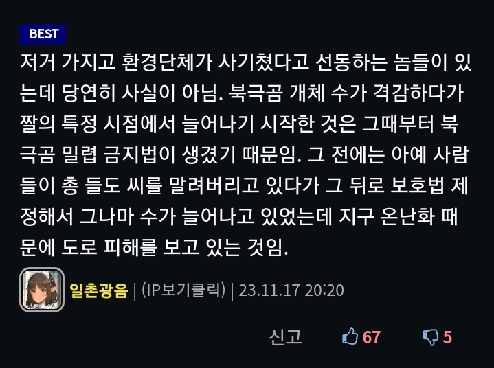 충격적인 북극곰 개체수 근황
