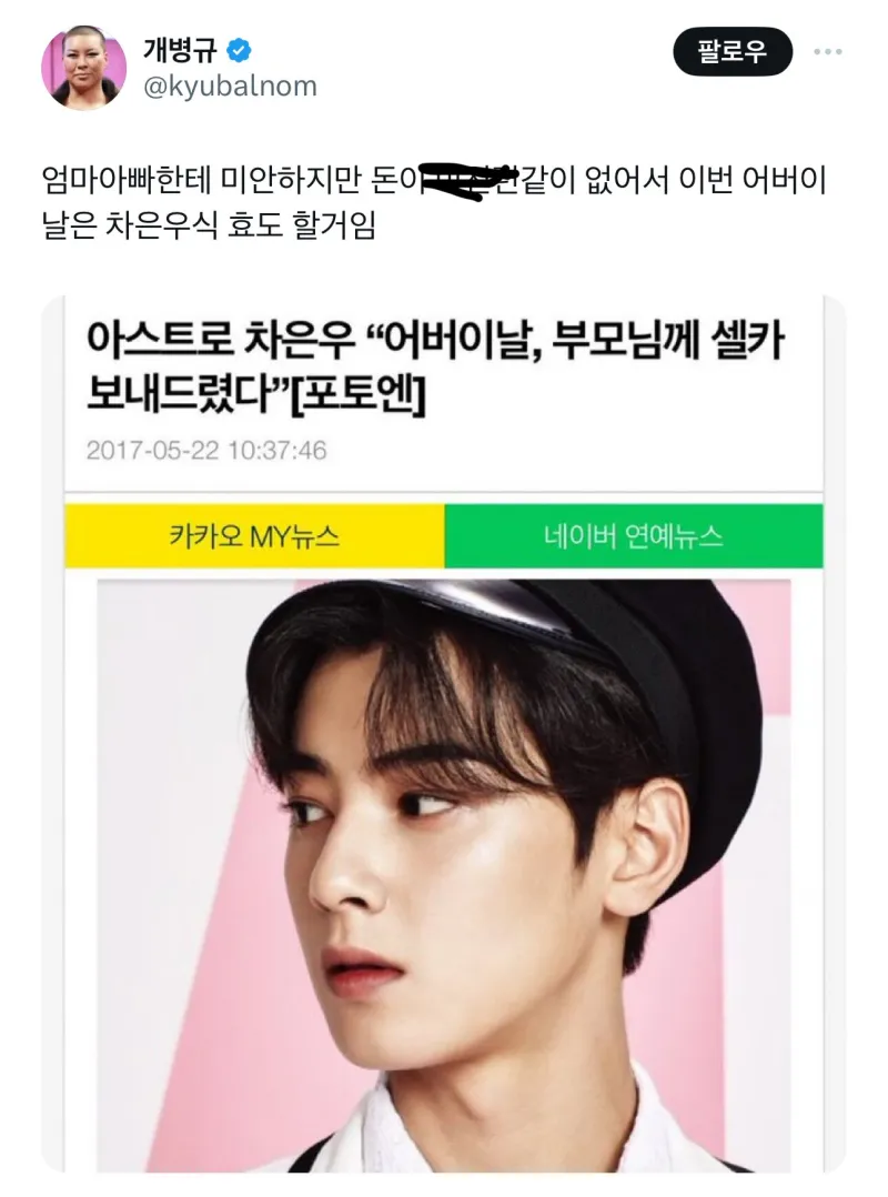 차은우식 효도하는 법