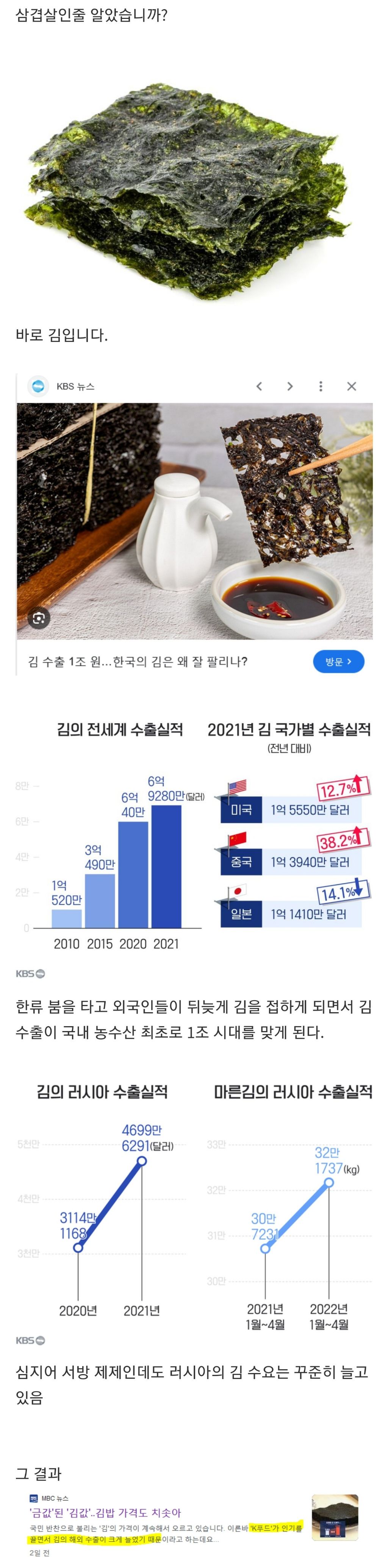 한류 때문에 더 이상 한국인들이 즐기기 힘들어질 음식