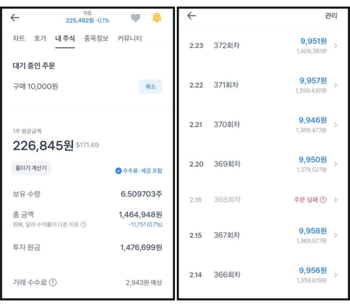 매일 4,000원 1년간 애플 주식에 투자한 결과