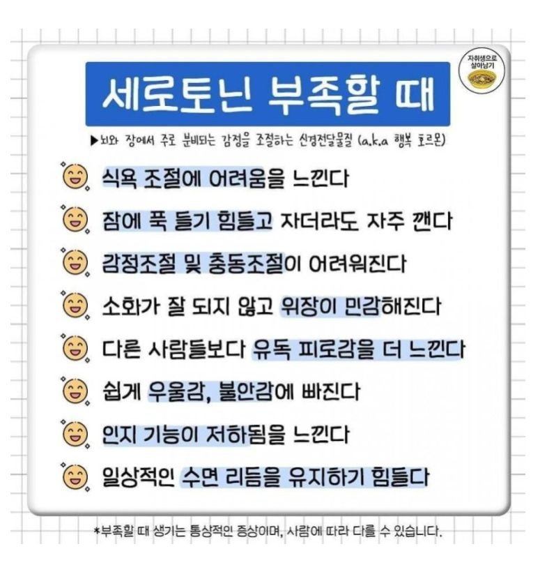 영양소별 부족할때 나타나는 증상