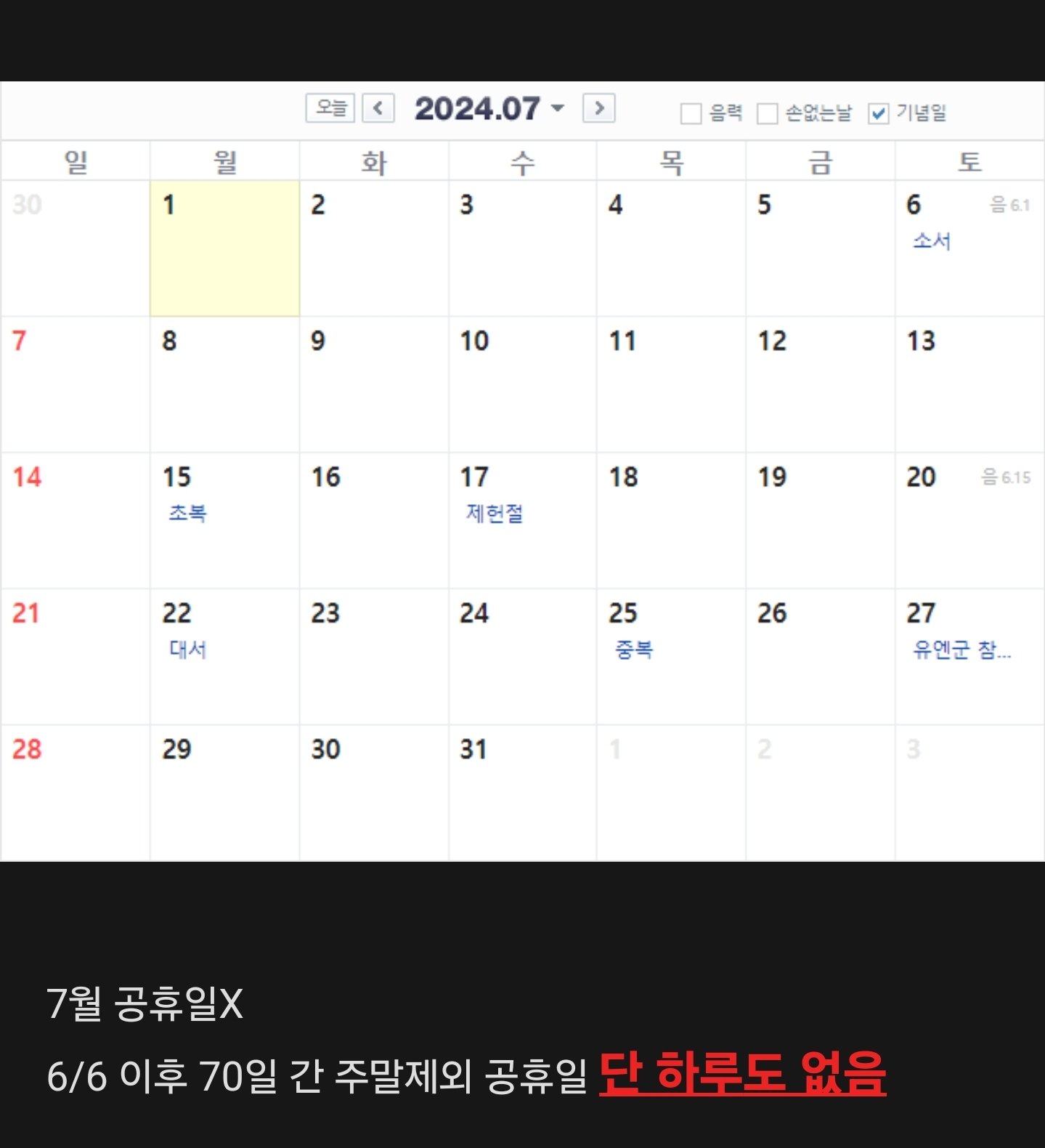 현충일 이후 큰일 난 이유