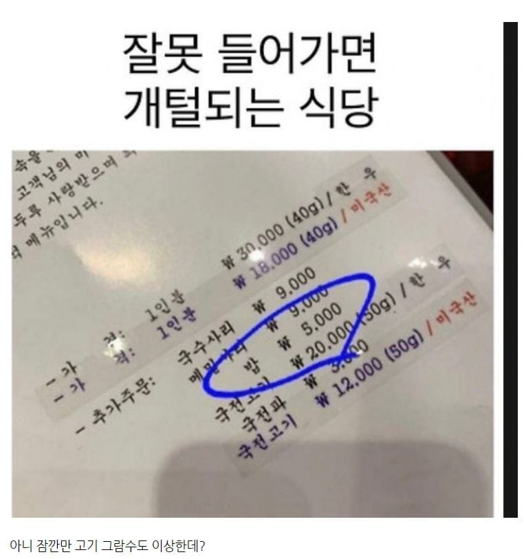 잘못 들어가면 개털 되는 식당